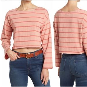 Madewell supercrop striped orange/pink long sleeved shirt